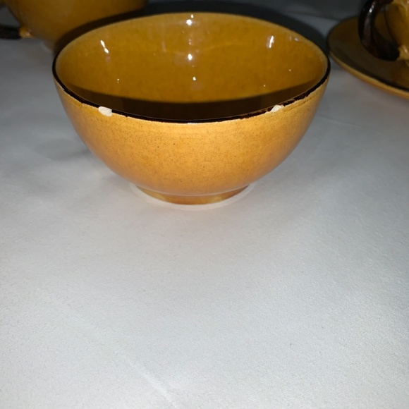 Terre e Provence Mustard Yellow Coffee Mugs, 4 Set - Picture 5 of 5